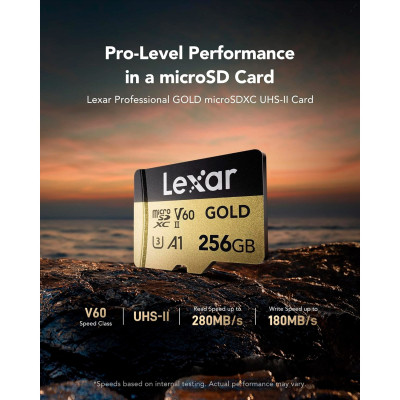Карта памяти Lexar 256GB microSDXC class 10 UHS-II U3 V60 A1 Professional Gold (LMSGOLD256G-BNNNG) Винница - изображение 3