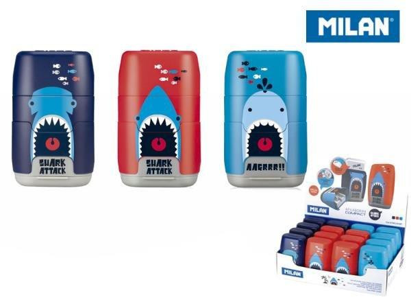 Точилка "Milan" з контейнером + гумка 4706116SRT Shark Attack, шт Київ - фото 1