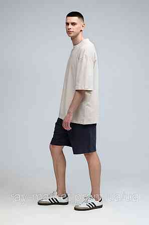 Костюм футболка оверсайз бежева та шорти темно-сірі RAY BASIC чоловічий (U1801M-Cream-Grey) Київ