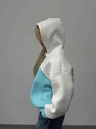 Женская базовая теплая худи на флис турецкая трехнить Бирюза Одесса