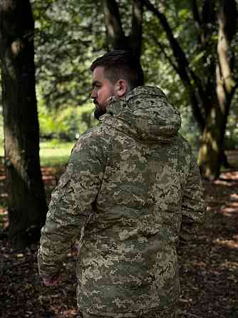 Тактическая зимняя теплая парка 4.5.0. пиксель ветрозащитная рип стоп на подкладке Omni-Heat с капюшоном WAR Львов