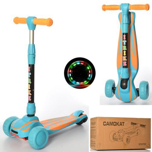 Детский складной трехколесный самокатSPORT KIDS 2585 с подсветкой колес Голубой Каменец-Подольский - изображение 4