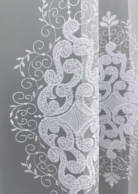 Тюль VR-Textil 1842т Фатин з вишивкою Холодний білий 300х270 см (40-199) Київ - фото 6