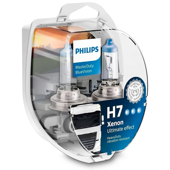 Комплект галогенових ламп PHILIPS H7 13972MDBVS2 MasterDuty BlueVision 70W 24V PX26d (2 шт) Харків
