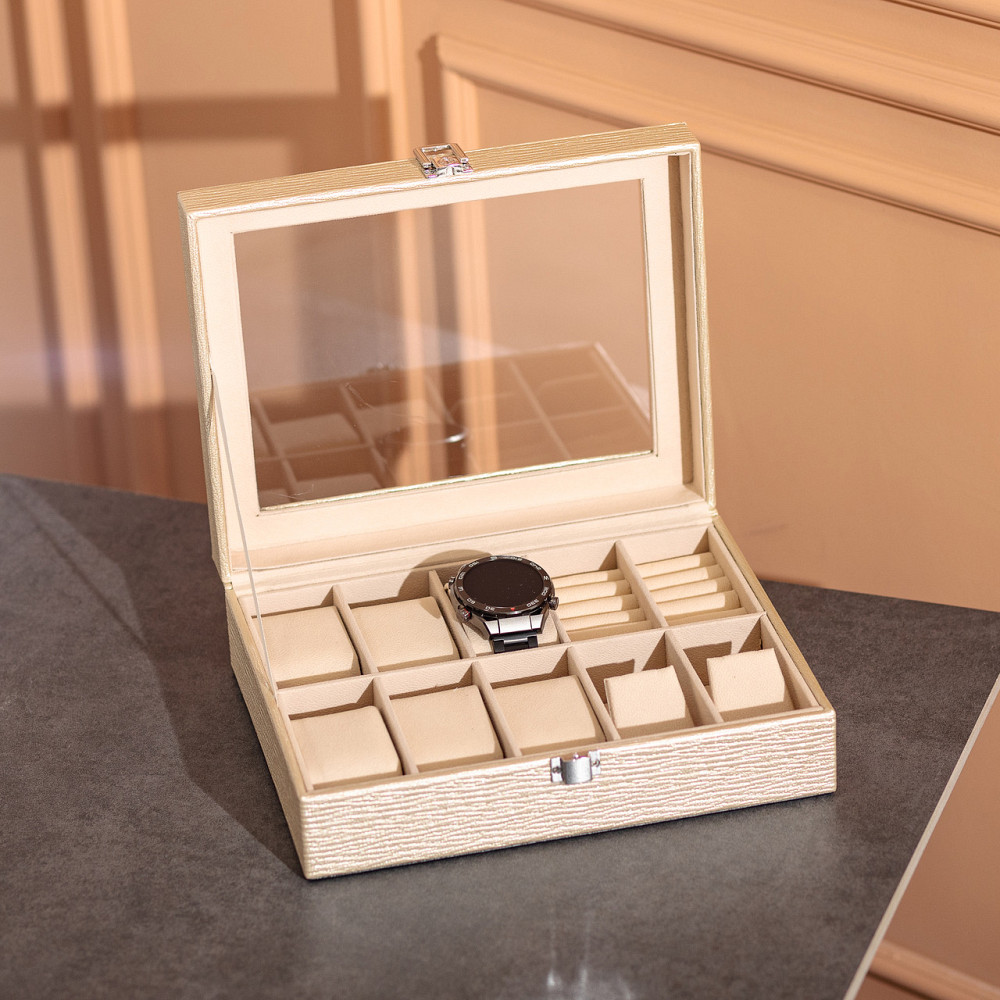 Yiwu Скринька для прикрас з еко шкіри 25.5×20×7.5 см органайзер для ювелірних виробів HP-5-6GOL Коломыя - изображение 5