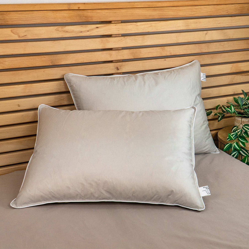 Подушка пухова преміум якості YouStar 50% пух 50% перо Сатин - пружна 40x60 см (Бежевий) Суми - фото 6