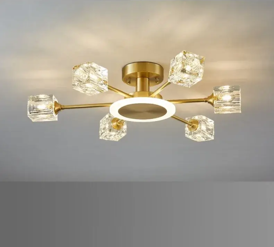 Светодиодная люстра Нептун 8810-B (Золотая) на 6+1 плафонов Винница