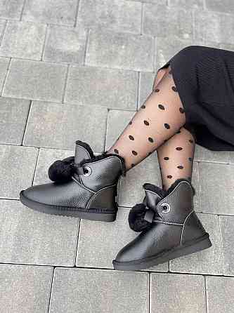 Lonza Угги жіночі LONZA чорні натуральна шкіра висота 14 см підошва 2 см (A8032-7A 4843) Коломыя