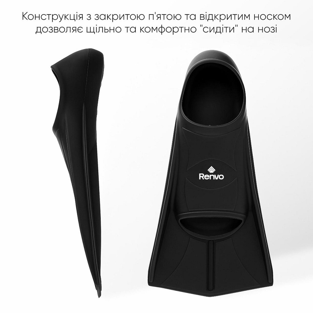 Короткі ласти для тренування в басейні Renvo Frio із закритою п'ятою Чорний 39-41 (SF100-01 39-41) Киев - изображение 3