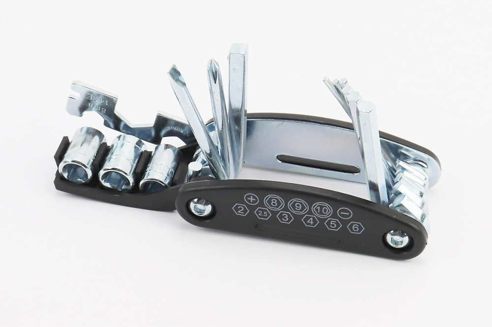 Ключ-набір 15 предметів (шестигранники 2,2.5,3,4,5,6 мм, спицевий ключ, викрутки пряма та фігурна, головки 8,9,10 мм, гайкові ключі 8,10,15 мм), KL-98 Киев - изображение 1