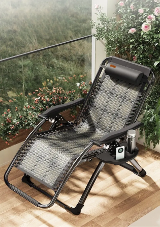 Розкладне крісло-шезлонг Zero Gravity WCG S-10 з ротангу з підголовником і підставкою Київ