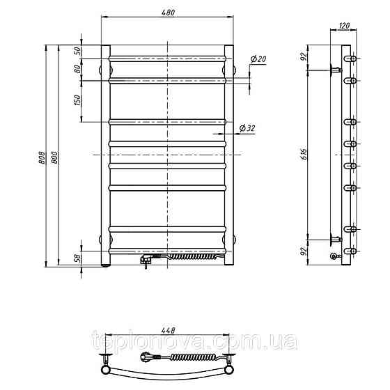 Полотенцесушитель Камелия 480х800 правый Черновцы