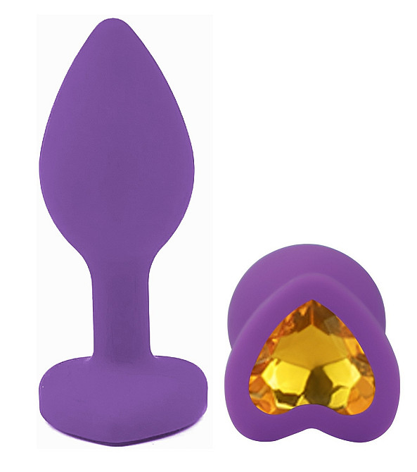 Силіконова анальна пробка EGZO - Silicone Violet Heart Plug Yellow, size S Sex Aura Київ - фото 2