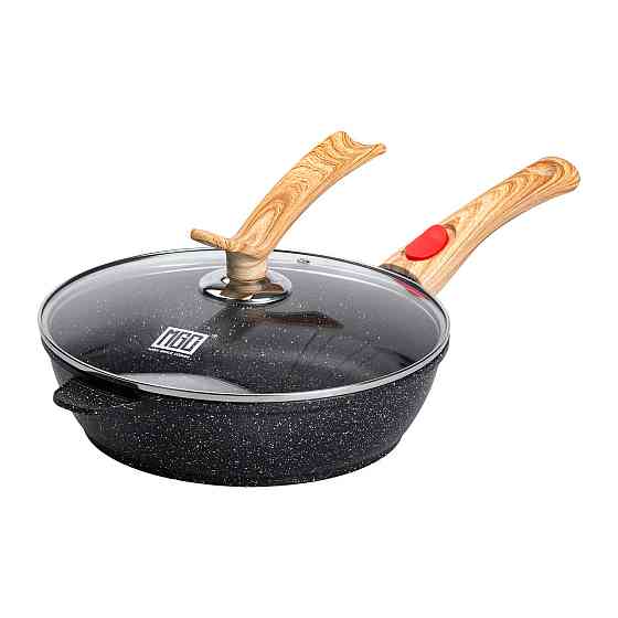 Алюмінієва глибока сковорода (2,8 л) зі скляною кришкою Ø 26 см Чорний MGC HP-4-464B Коломия