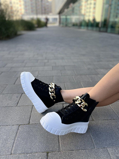 Кеды женские черные эко-шкира высота 11см подошва 4см размеры 37-41 (4758) Коломия - фото 5