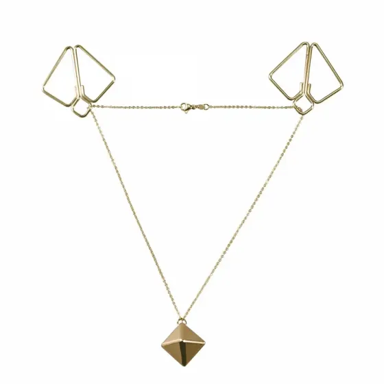 Затискачі для сосків з важкою підвіскою LOCKINK Nipple Clamps with Heavy Pendant - Golden Львів