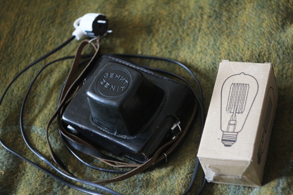 Світильник із фотоапарата Зеніт СРСР. Світильник із лампою Едісона. Київ - фото 5