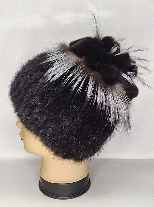 Шапка хутряна жіноча із чорнобуркою квіточка Роза Чорний Харків - фото 2