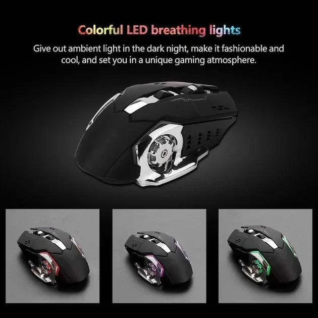 Бездротова ігрова безшумна миша Gaming Mouse Silent Professional FPS SHOOTER (RGB підсвічування, 800-1600 DPI) Одеса - фото 2