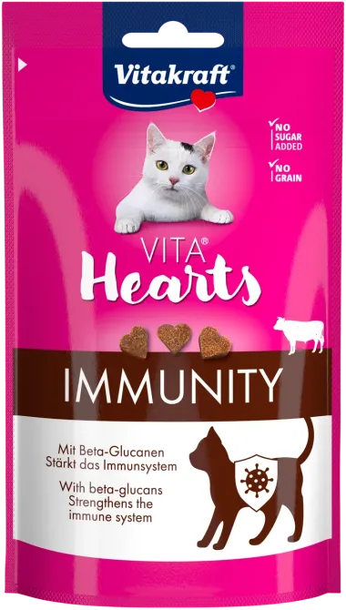 М'які ласощі сердечка для котів Вітакрафт Vitakraft Hearts Immunity з яловичиною та бета-глюканами для імунної системи, 40 г Вінниця - фото 1