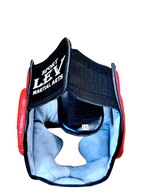 Шолом боксерський з повним захистом LEV, шкіра, р. L Вишневе - фото 3