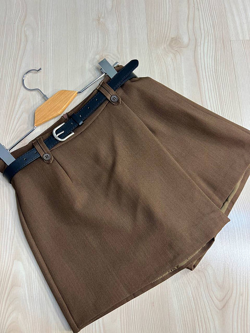 Шорти жіночі Lian 6555 з спідницею на запах попереду короткі з ременем коричневі, коричневий, XL Київ - фото 12
