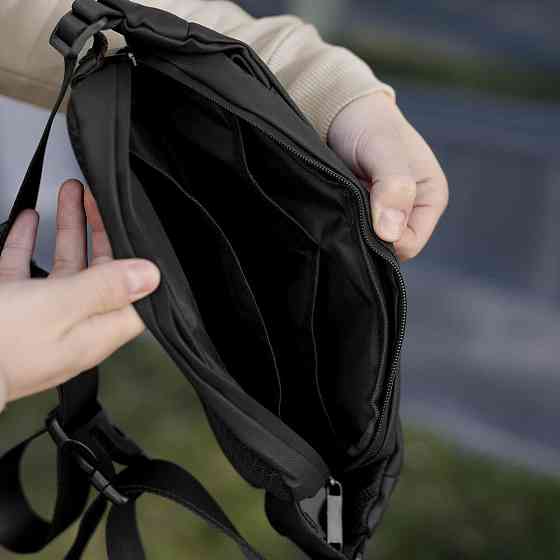 Чоловіча бананка нейлонова сумка чорна Pobedov Just Київ