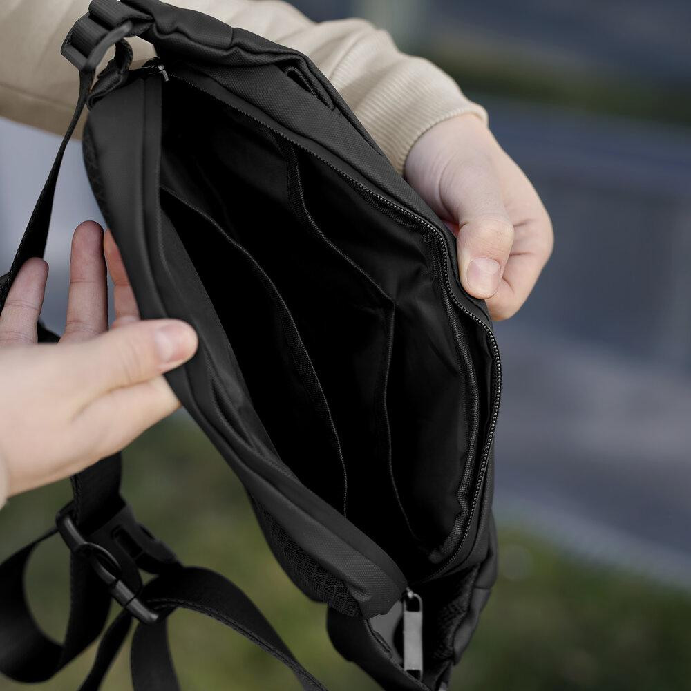 Чоловіча бананка нейлонова сумка чорна Pobedov Just Київ - фото 4