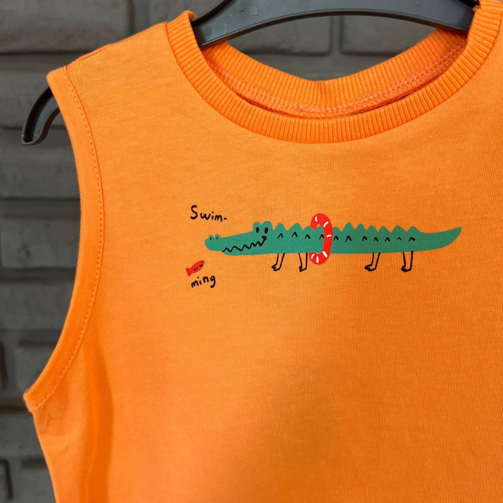 Дитяча Літня Майка з Принтом Крокодила для Хлопчика LC Waikiki Помаранчева 12-18 міс (80-86см) Київ - фото 3