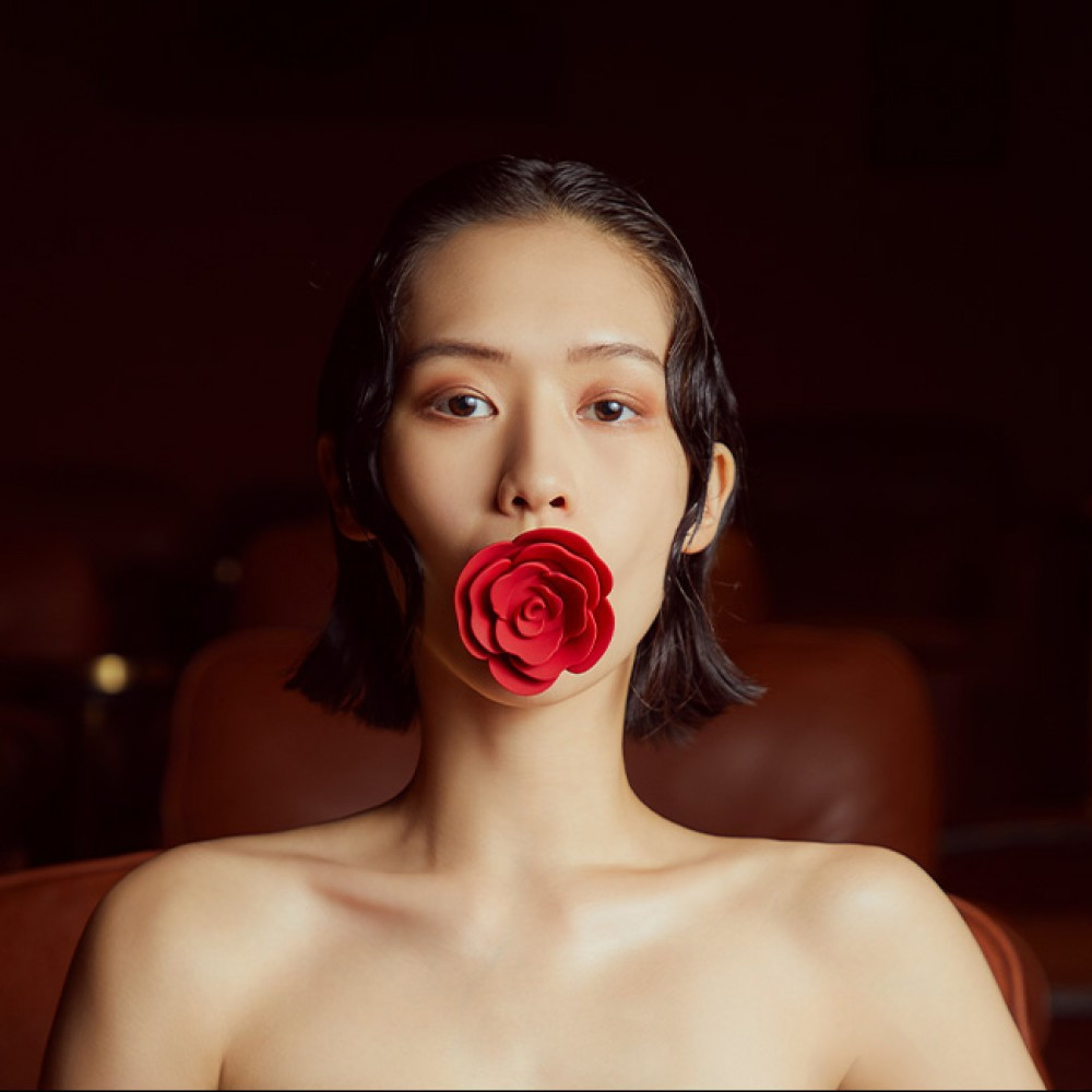Кляп троянда із силікону та італійської шкіри Rose Ball Gag UPKO Sex Aura Київ - фото 9