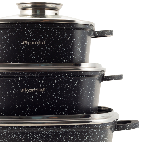 Набір каструль 7 предметів квадратні (каструлі d20см-2,3л/d24см-4,4л/28см-6,5л + прихватки) 4435 KAMILLE Житомир - фото 9