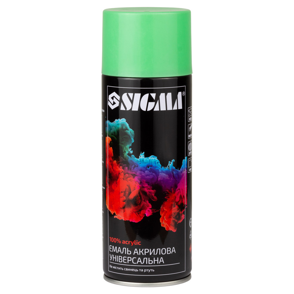 Sigma Эмаль аэрозольная акриловая 400мл RAL 6021 светло-зеленый глянец SIGMA (2737211) Коломия - фото 1