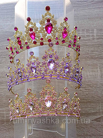 Діадема на обручі Корона рожева з каменями Кривий Ріг - фото 3