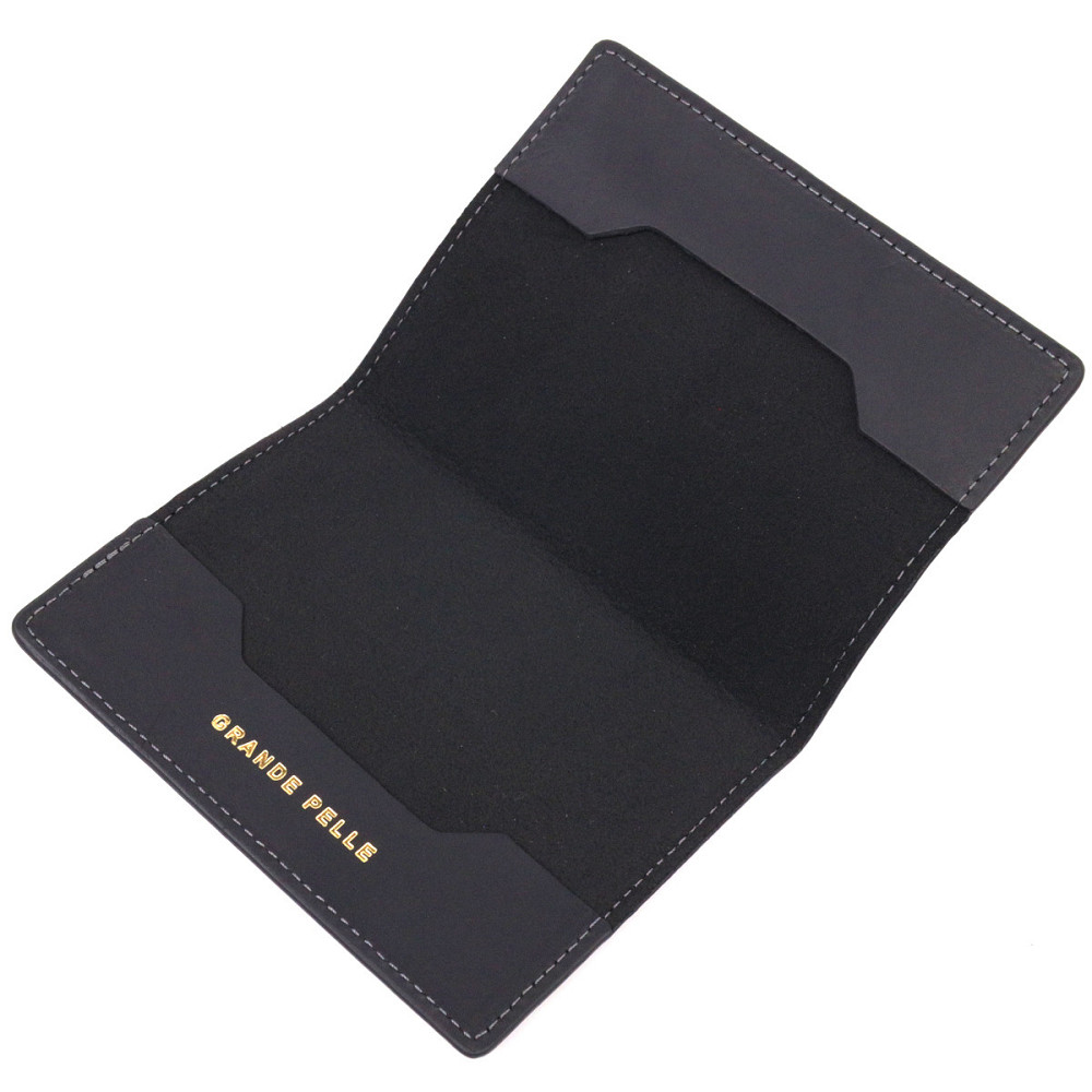 Стильная обложка на паспорт в винтажной коже Сердце GRANDE PELLE 16723 Черная Киев - изображение 9