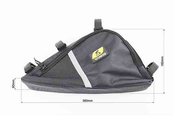 Сумка під раму трикутна 3500х260х200мм, кріпл. на липучці, вологозахисна, світловідбиваючі смуги, чорна Київ