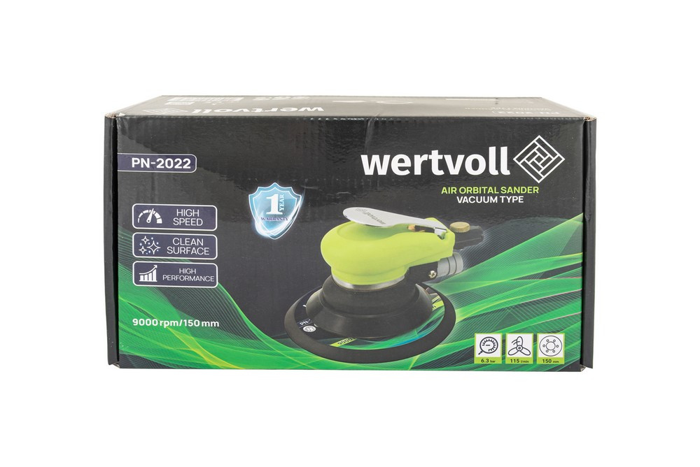 WERTVOLL Шліфмашина пневматична орбітальна WERTVOLL з пиловідведенням 150 мм 9000 об/хв 115 л/х Коломия - фото 8