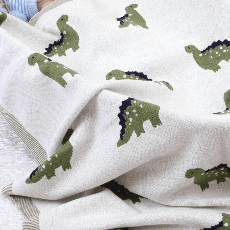 Плед Детский Lovely Svi Хлопок 80х100 см Вязаный Бежевый Динозавры Киев - изображение 3