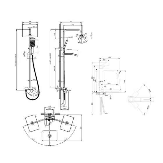 Акционный набор Lidz: Orion 001FH Смеситель латунный для раковины высокий + Orion 1030 Душевая система универсальная на три Киев