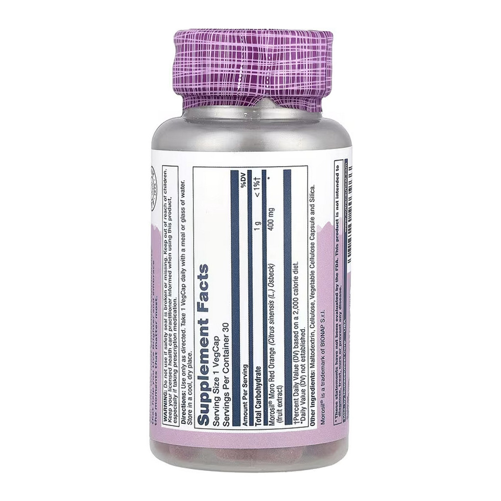 Красный апельсин Solaray Moro Red Orange 400 mg 30 вег капс Киев - изображение 2