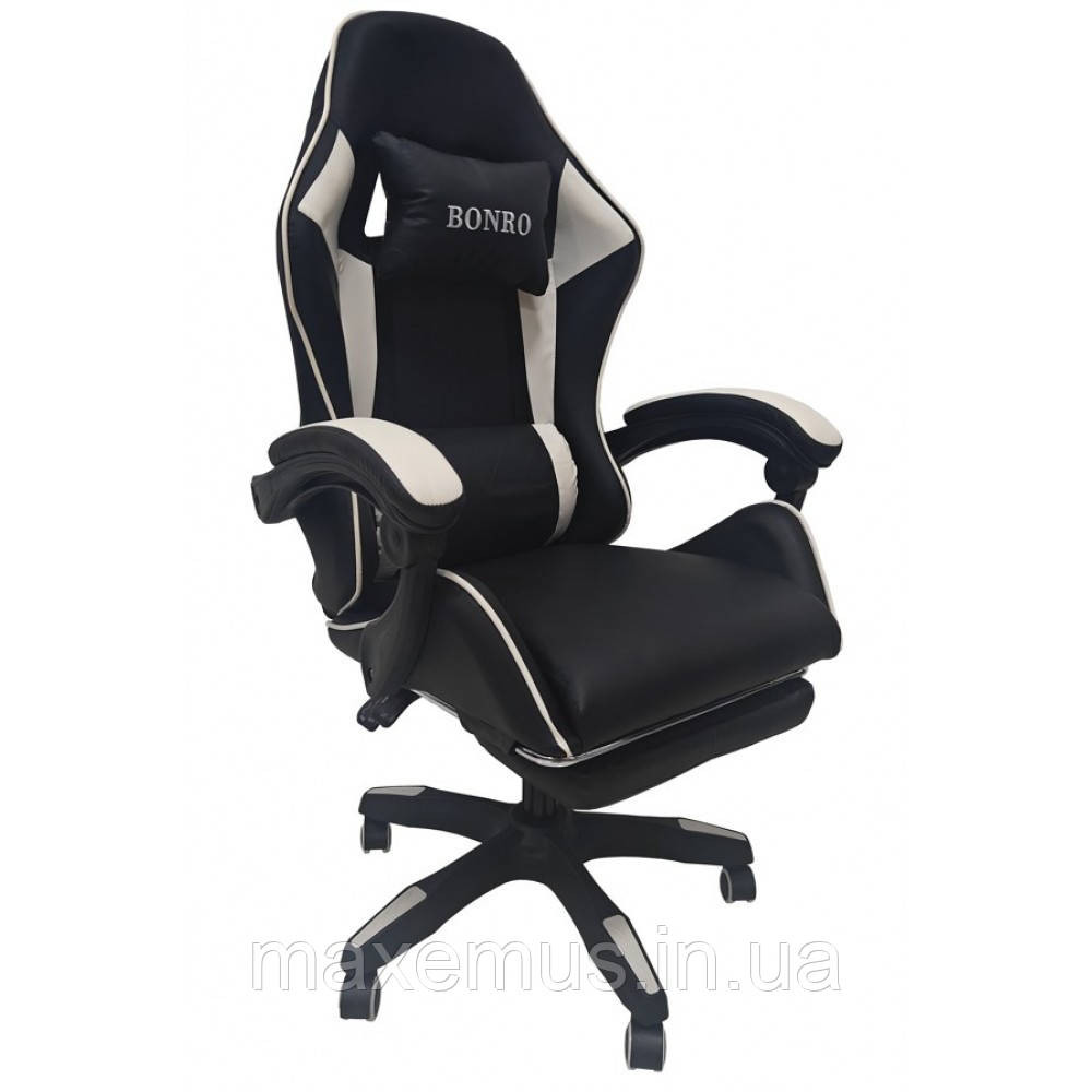 Кресло с регулировкой спинки B 9 4 5 с подставкой для ног кресло для геймера компьютерное белое Мостиська - фото 4