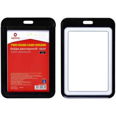 Бейдж Optima преміальний вертикальний 66х97 мм двосторонній, чорний (O45680) Вінниця