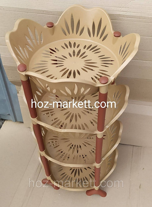 Полка этажерка пластиковая для ванны и кухни бежевая круглая Харьков - изображение 7