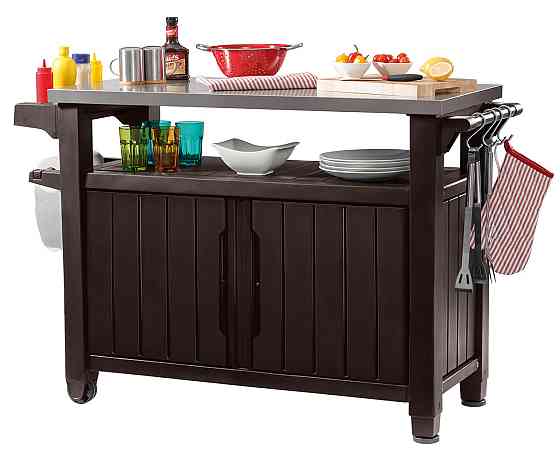 Стіл-буфет садовий для барбекю Keter UNITY XL, коричневий, 207 л Київ