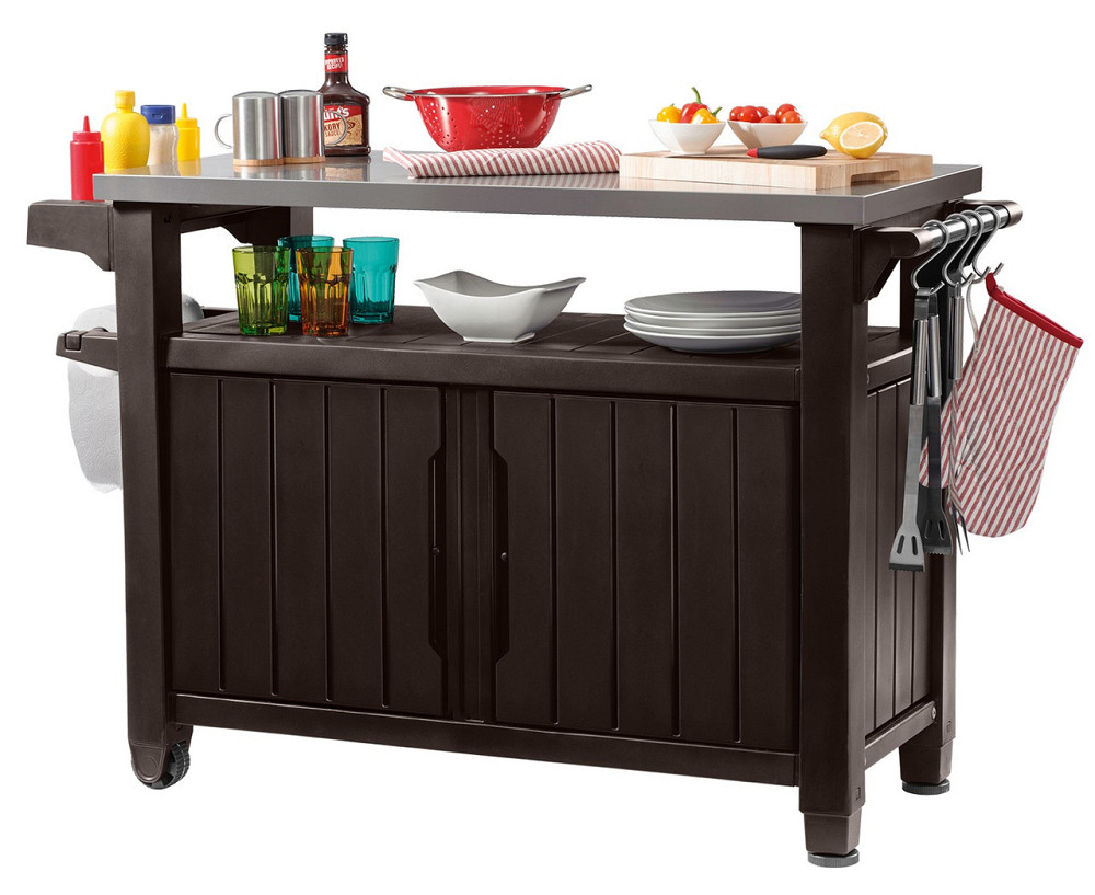 Стіл-буфет садовий для барбекю Keter UNITY XL, коричневий, 207 л Київ - фото 2