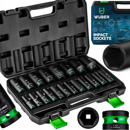 Набір ударних торцевих головок 1/2» 10-38 мм Wuber 20 шт. (Польща) Київ