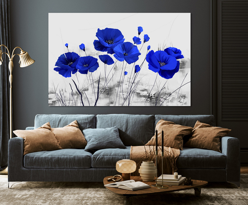Картина полотно у вітальню / спальню  Сині Маки    MLP_398 ( 60х30см ) Київ - фото 3