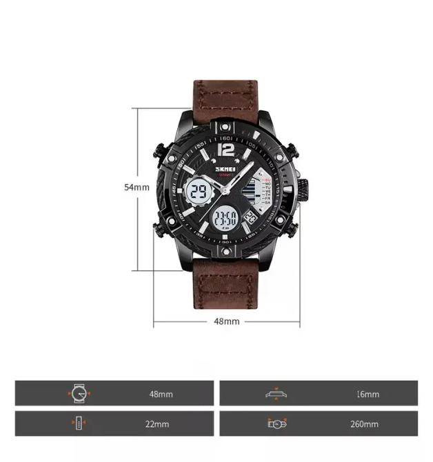 Чоловічий наручний годинник Skmei 1618 (Коричневий) Київ - фото 9