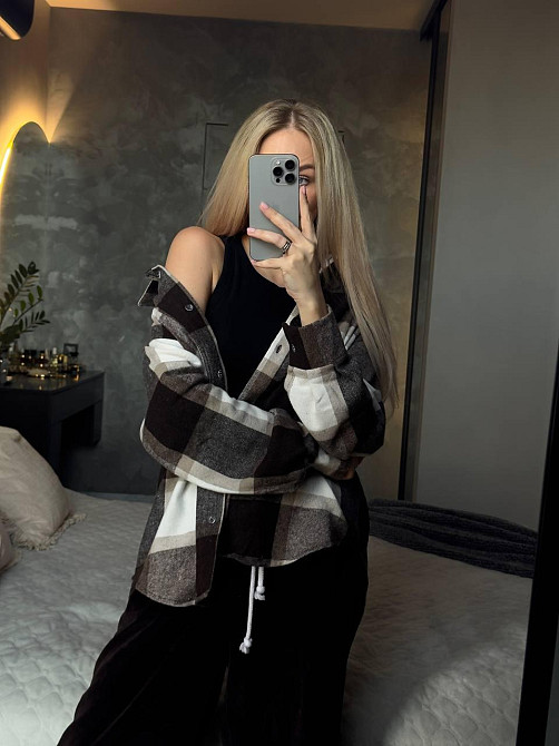 Женская базовая теплая клетчатая рубашка турецкий кашемир Одесса - изображение 5