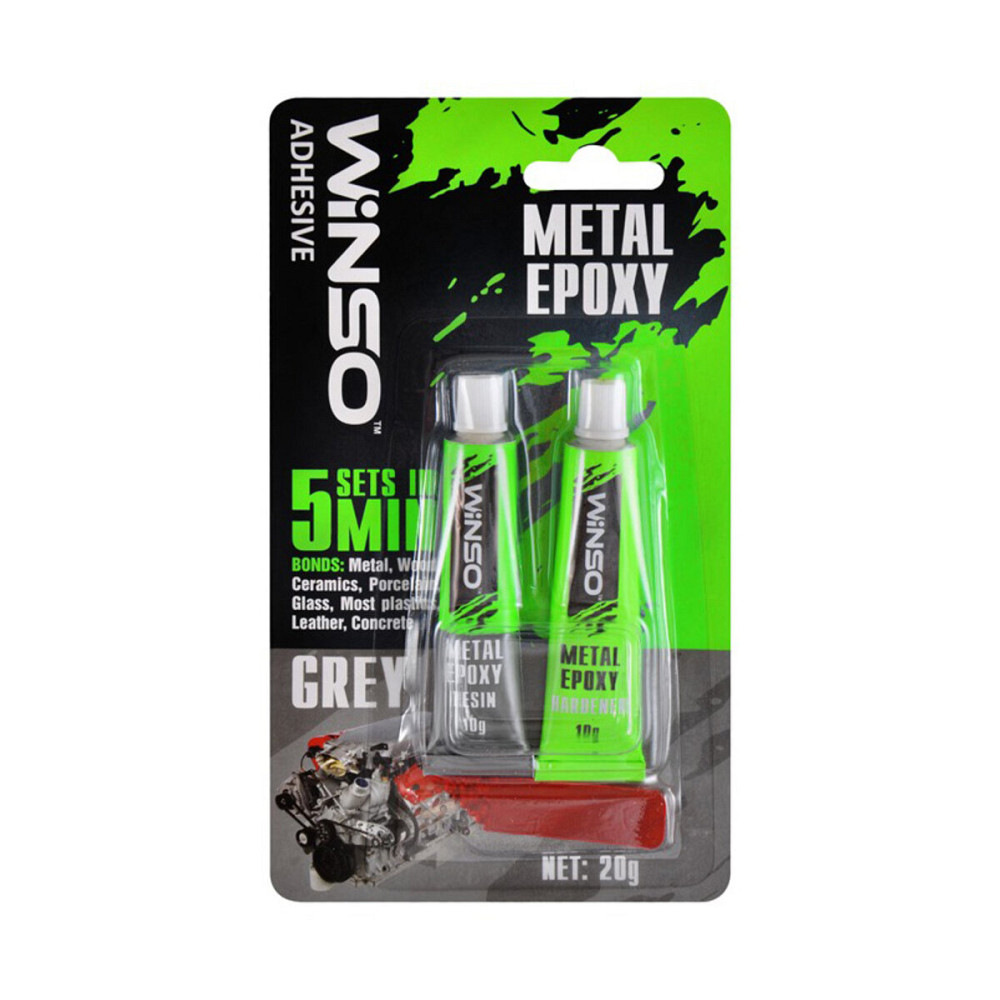 Двухкомпонентный эпоксидный клей Winso Metal Epoxy серый, 20г Київ - фото 1