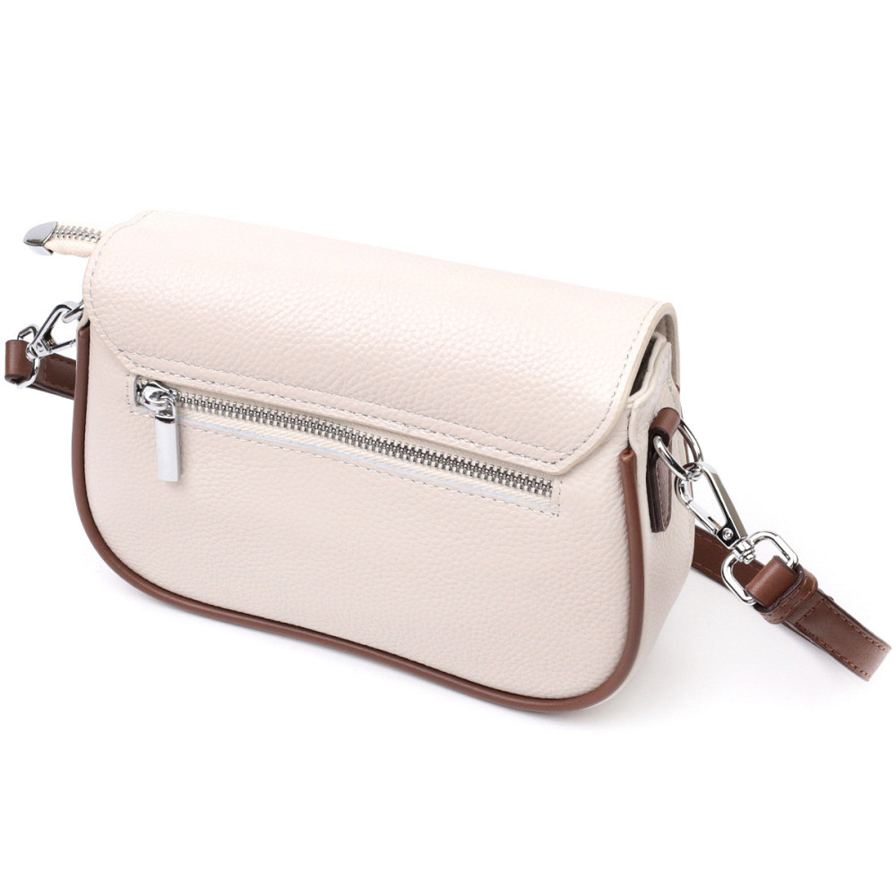 Полукруглая сумка для женщин с интересным магнитом-защелкой из натуральной кожи Vintage 22439 Белая Киев - изображение 2